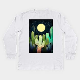 Night Time Cactus Kids Long Sleeve T-Shirt